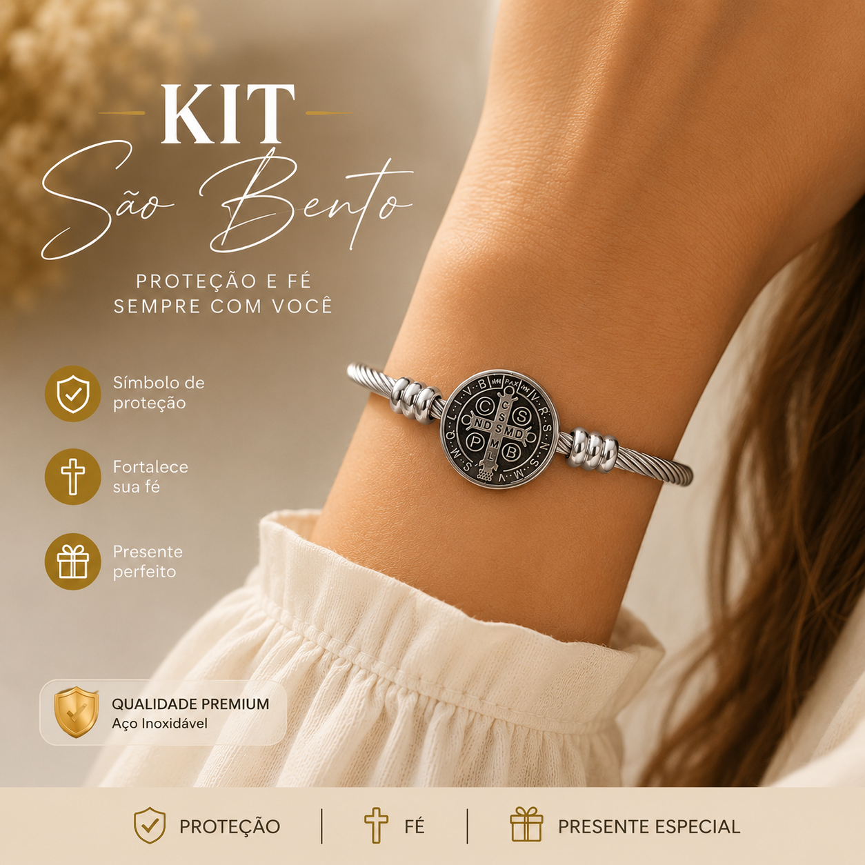 Bracelete da Proteção de São Bento — Kit São Bento Prata